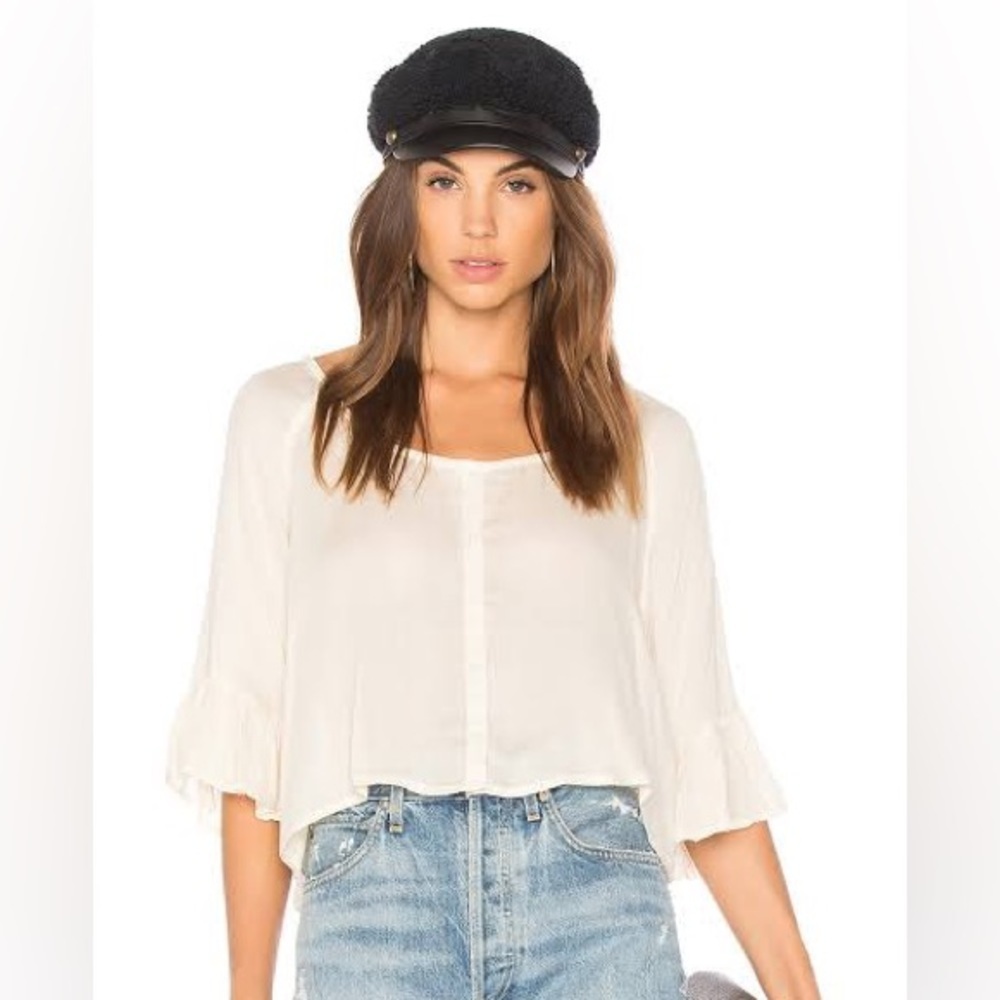 Amuse Society L Cloudscape Ruffle Crop Top
